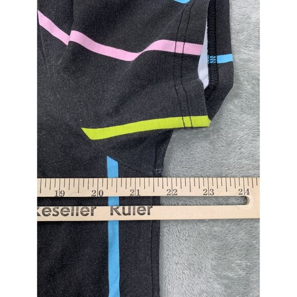 R.SINE Shirt Men Large Black Striped Bear Polo Graphic Tee Streetwear Casual Y2K - Picture 5 of 11